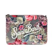 MC2 Saint Barth Sammet Clutch med Broderad Logotyp Multicolor, Dam