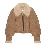 Shoreditch SKI Club Merino Shearling Kort Jacka Beige, Dam