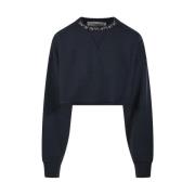 Golden Goose Crystal Collar Cropped Sweatshirt Black, Dam