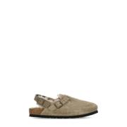 Birkenstock Beige Mocka Sandaler med Shearling Foder Beige, Dam