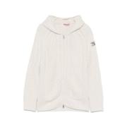 Ermanno Scervino Vit Stickad Dragkedja Hoodie White, Dam