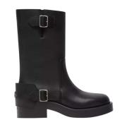 Courrèges Svarta läder ankelboots Black, Dam