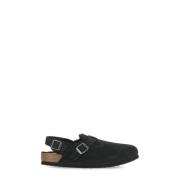 Birkenstock Svarta Mocka Sandaler med Shearling Black, Dam