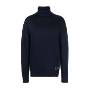 A.p.c. Blå Walter Pullover: Stilfull turtleneckstickad tröja för män B...