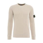 Stone Island Klassisk Rundhalsad Stickad Tröja Beige, Herr