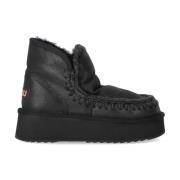 Mou Svart Virkad Ull Ankelboot Black, Dam