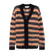 Marni Ikonisk Borstad Randig Mohair Cardigan Multicolor, Herr