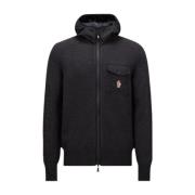 Moncler Grå Ull Zip-Up Hoodie Gray, Herr