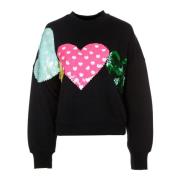 Essentiel Antwerp Hjärta Paljett Sweatshirt Black, Dam