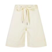 Moncler Bomull Knälång Dragsko Shorts Beige, Dam