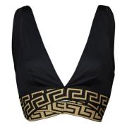 Versace Triangel Bikini Topp med Greca Kant Black, Dam