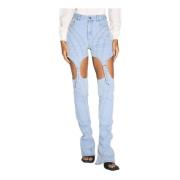 Mugler Spiral Panel Skinny Jeans Blue, Dam