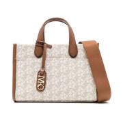 Michael Kors Beige Läder Signatur Empire Logo Väska Beige, Dam