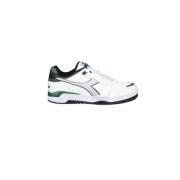 Diadora Grön läder sneaker för män White, Herr