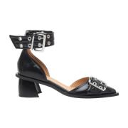 Ganni Faux-Läder Spänne Pumps Black, Dam