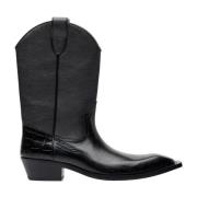 Martine Rose Cowboyboots i krokopräglat läder Black, Dam