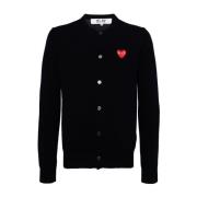 Comme des Garçons Marinblå Ulltröja med Logopatch Blue, Herr