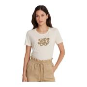 Ralph Lauren Kräm T-shirt med logotyp Beige, Dam