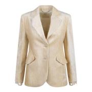 Ermanno Scervino Räfflad jacka med spetsdetaljer Beige, Dam