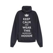 Balenciaga Svart Slogan Print Hoodie Black, Dam