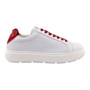 Love Moschino Bianco Rosso Stiliga Sneakers White, Dam