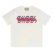 Gucci Tryckt Logotyp Oversized Vit T-shirt White, Herr