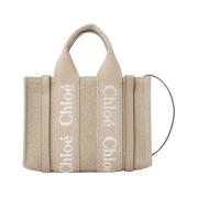 Chloé Broderad Mini Toteväska i Beige Beige, Dam