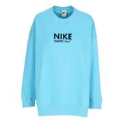 Nike Blå Crewneck Fleece Sweatshirt Oversize Fit Blue, Dam