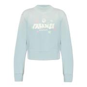 Palm Angels Sweatshirt med logotyp Blue, Dam