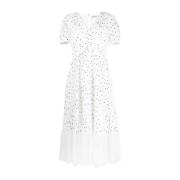 Self Portrait Elegant Chiffong Midi Klänning i Vit White, Dam