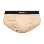 Tom Ford Bomullsbriefs med logotyp Beige, Herr