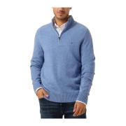 Tommy Hilfiger Lambswool Zip Mock Tröja Blue, Herr