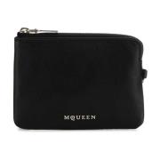 Alexander McQueen Svart läder Sling kortficka Black, Dam