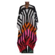 Walter Van Beirendonck Svart Snake Oversized Poncho Multicolor, Herr