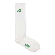 Autry Logo Socks i 64Wg White, Herr