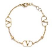 Valentino Garavani Gyllene Metallarmband med VLogo Signature Yellow, D...