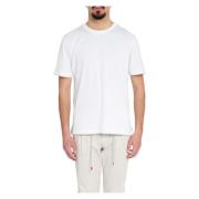 Eleventy Giza Cotton Piping Tee i Bianco White, Herr