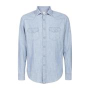 Eleventy Denim Skjorta Texas ML Blue, Herr