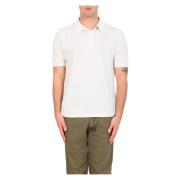 Eleventy Beige Crepe Cotton Polo Shirt White, Herr