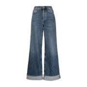 Agolde Breda bomullsjeans med halvvätt look Blue, Dam