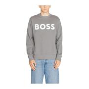 Hugo Boss Bomull Hoodless Sweatshirt Kollektion Gray, Herr