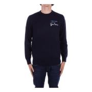 Saint Barth Logo Sweaters i ullblandning Blue, Herr