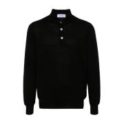 Lardini Svart ull polotröja Black, Herr