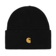 Carhartt Wip Stickad Beanie Mössa med Carhartt WIP Brodyr Black, Herr