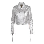 Patrizia Pepe Silver Zip Blazer med sidofickor Gray, Dam