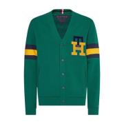 Tommy Hilfiger Monogram Cardigan med V-ringning och Randiga ärmar Gree...