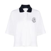 Moncler Polo med kontrastkrage White, Dam