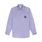 Sporty & Rich Yankees Oversized Blårandig Skjorta Purple, Dam