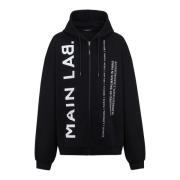 Balmain Main Lab Zipped Hoodie Black, Herr