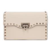 Valentino Garavani Studded Light Ivory Axelväska Brown, Dam